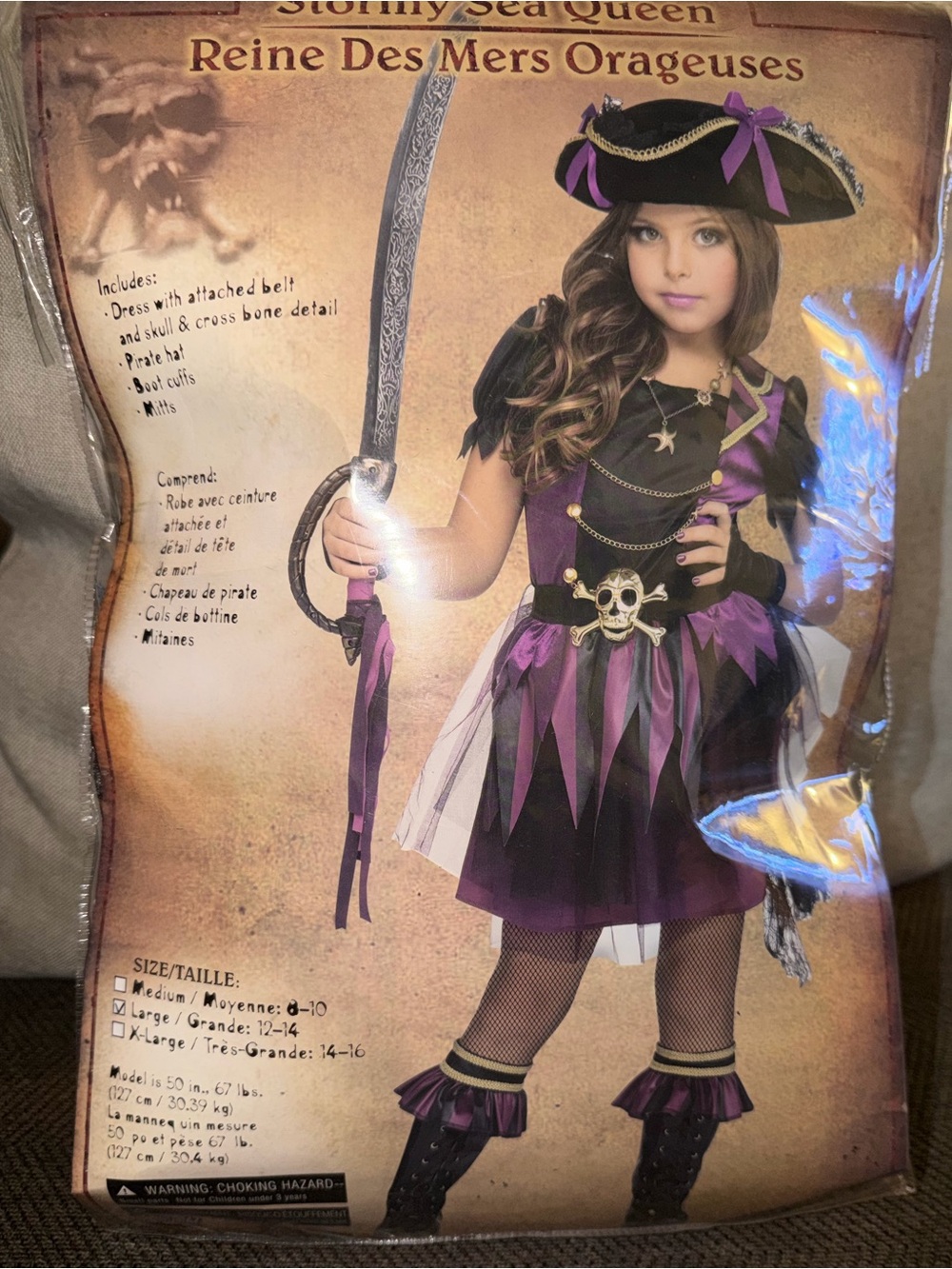 Stormy Sea Queen Purple Pirate Girl Costume - Kids